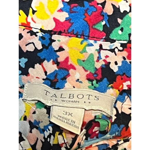 Talbots Woman Long Sleeve Button Front Shirt Floral Ruffle Collar Cotton Sz 2X - Picture 4 of 4
